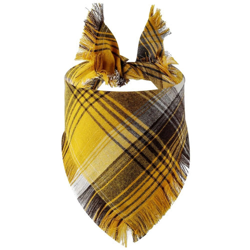 Plaid tassel dog bandana and pet triangular scarf, suitable for dogs and cats, featuring a stylish pet apparel design.