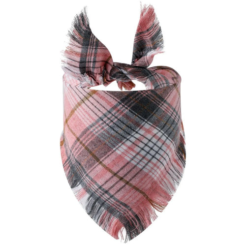 Plaid tassel dog bandana pet triangular scarf for dogs and cats, stylish pet apparel in a colorful plaid pattern.