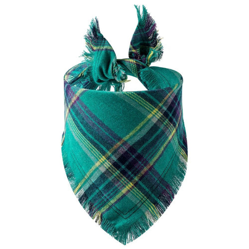 Plaid tassel dog bandana and pet triangular scarf for dogs and cats, stylish pet apparel with fringed tassels.