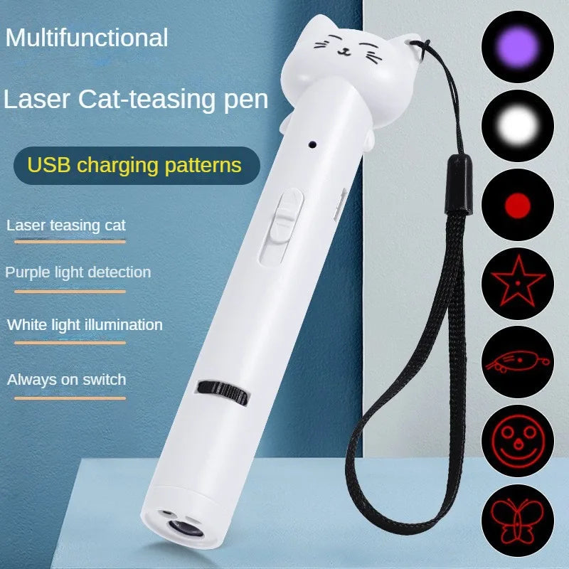Purple USB laser cat toy by AliExpress featuring infrared laser light for interactive play and teasing fun for cats.