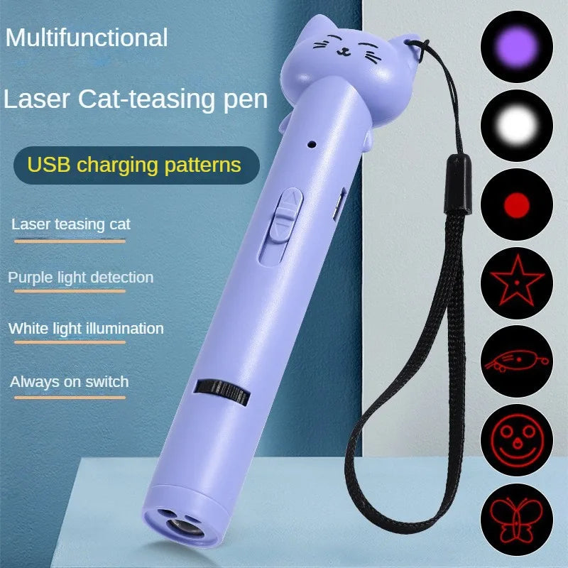 Purple USB laser cat toy by AliExpress, featuring infrared laser light for interactive feline play and entertainment.