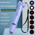 Purple USB laser cat toy from AliExpress, interactive infrared teaser stick with laser light pattern for feline entertainment.