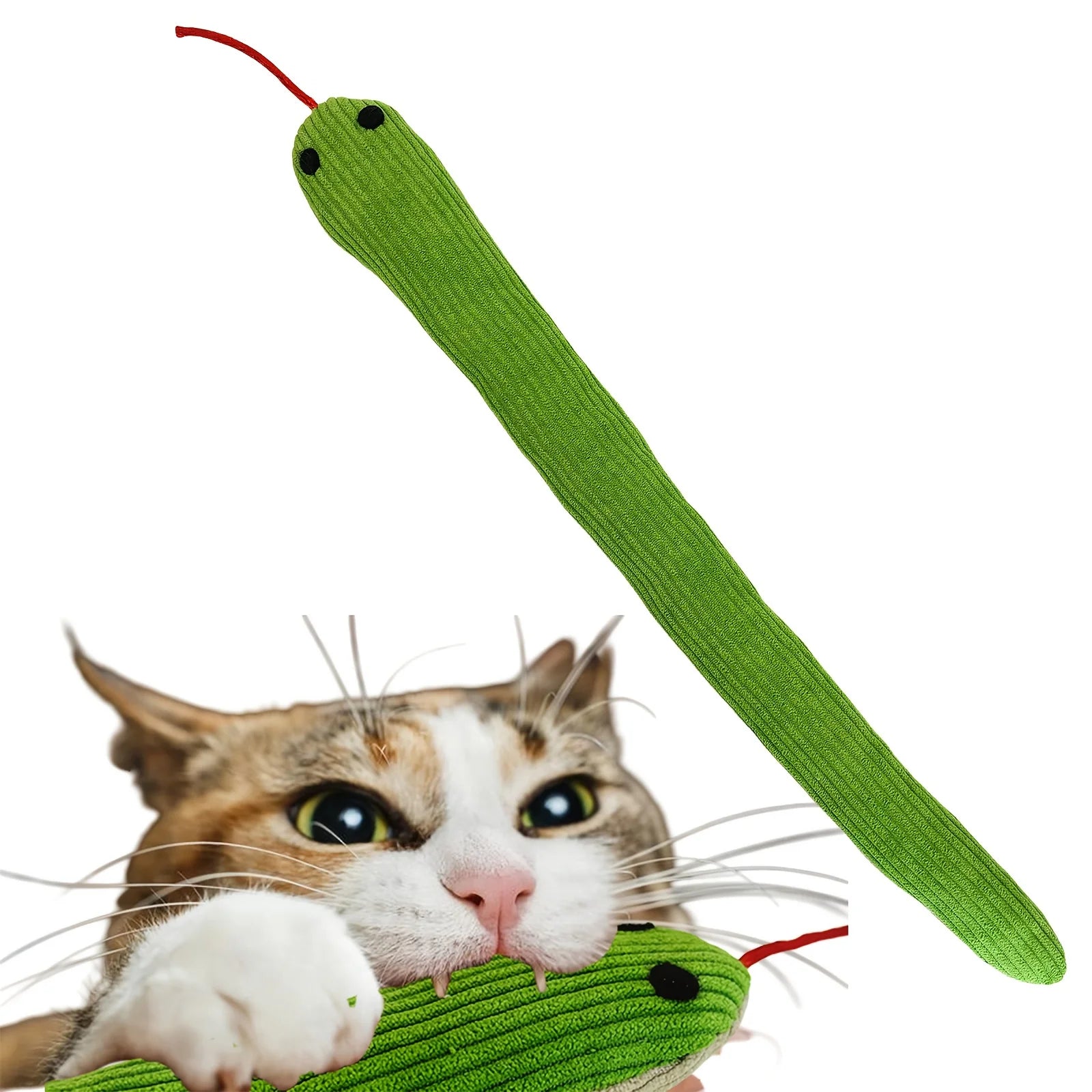 Interactive snake-shaped cat toy for kittens with crinkle sound, designed for playful feline entertainment.