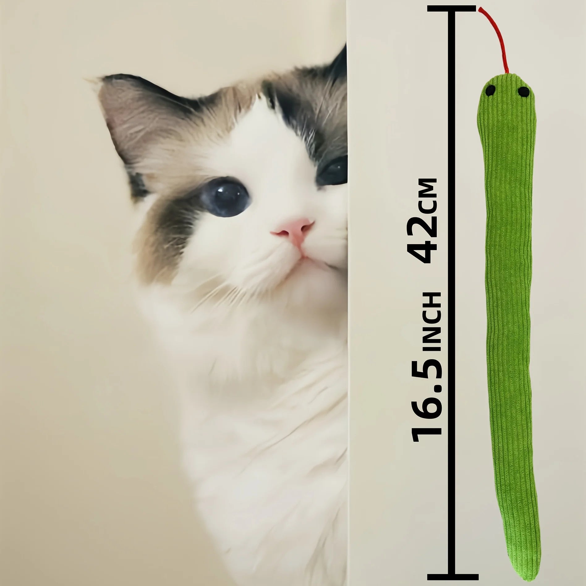 Interactive snake-shaped cat toy for kittens with crinkle sound, designed for playful teasing and kicking fun.