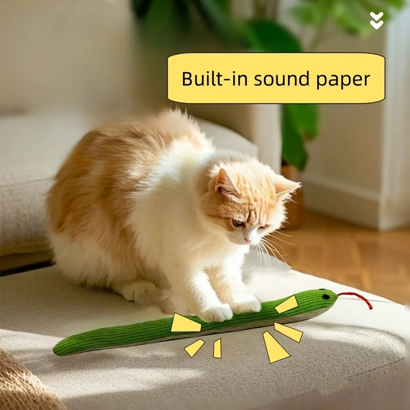 Interactive snake-shaped cat toy from AliExpress with crinkle sound, designed to entertain kittens and encourage play.