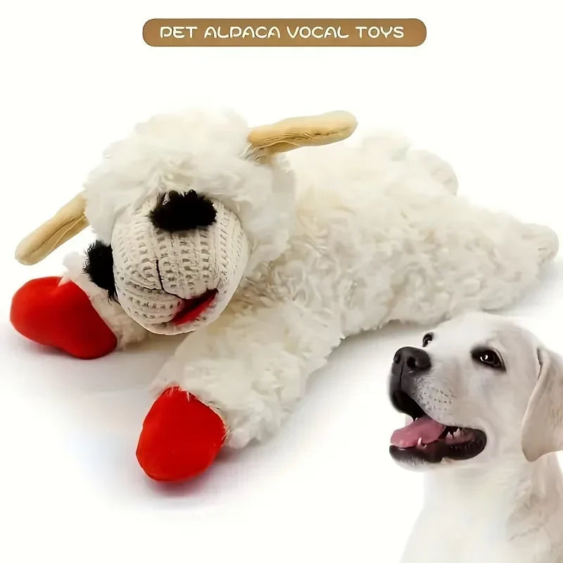 Soft plush dog toy featuring a squeaky lamb with an anime-inspired lying sheep design, ideal for play and comfort.