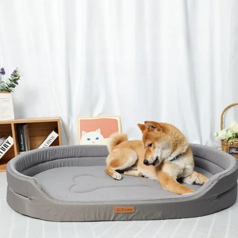 Green fluffy dog sofa bed for large and medium dogs, with cushioned sides and cozy interior for comfortable pet resting.