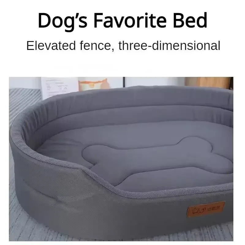 Green fluffy dog sofa bed for large and medium dogs, with cushioned sides and cozy blanket, designed for pet comfort.