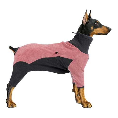 Pink and gray fleece dog winter coat from AliExpress, warm pet sweater designed for cold weather and stylish pet apparel.