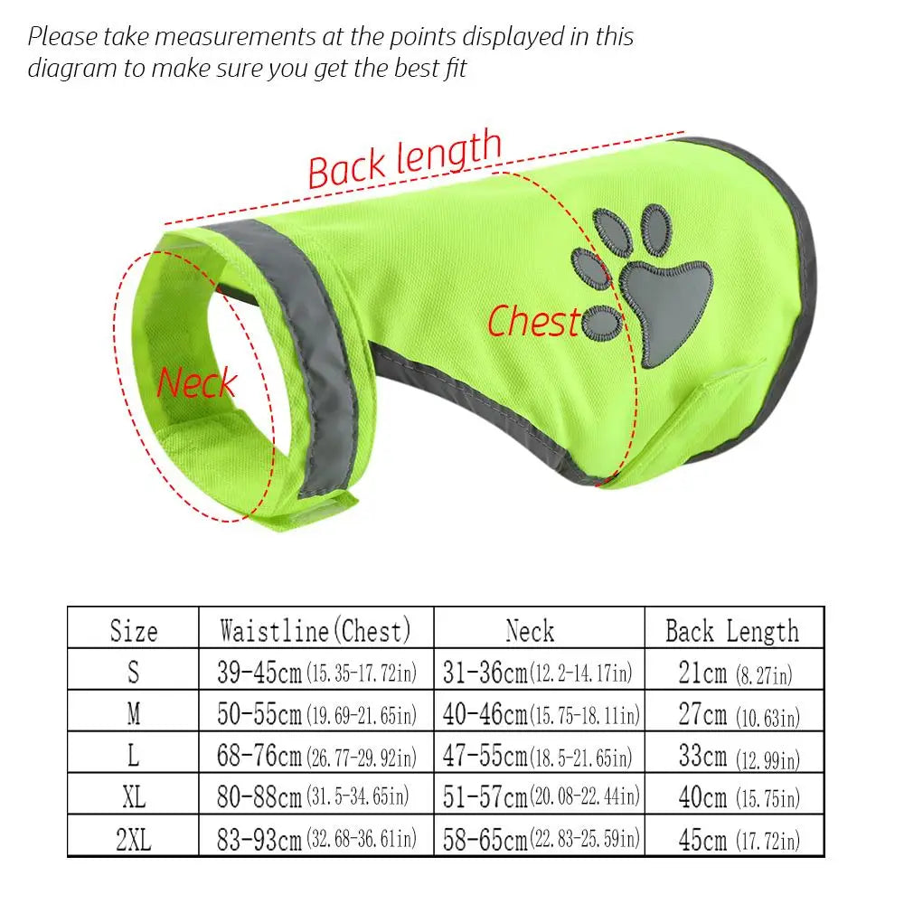 Bright yellow reflective dog safety vest for high visibility, designed for pets during outdoor walks and night safety.