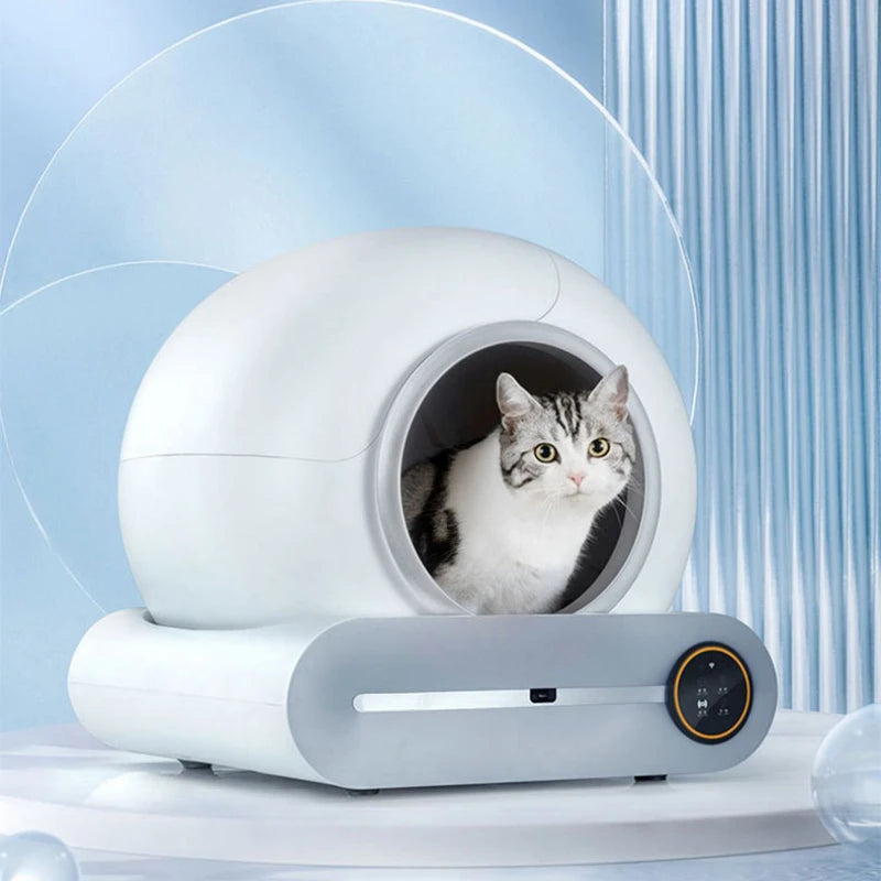 Automatic cat litter box by AliExpress with self-cleaning feature, large electric design, ideal for smart pet care.