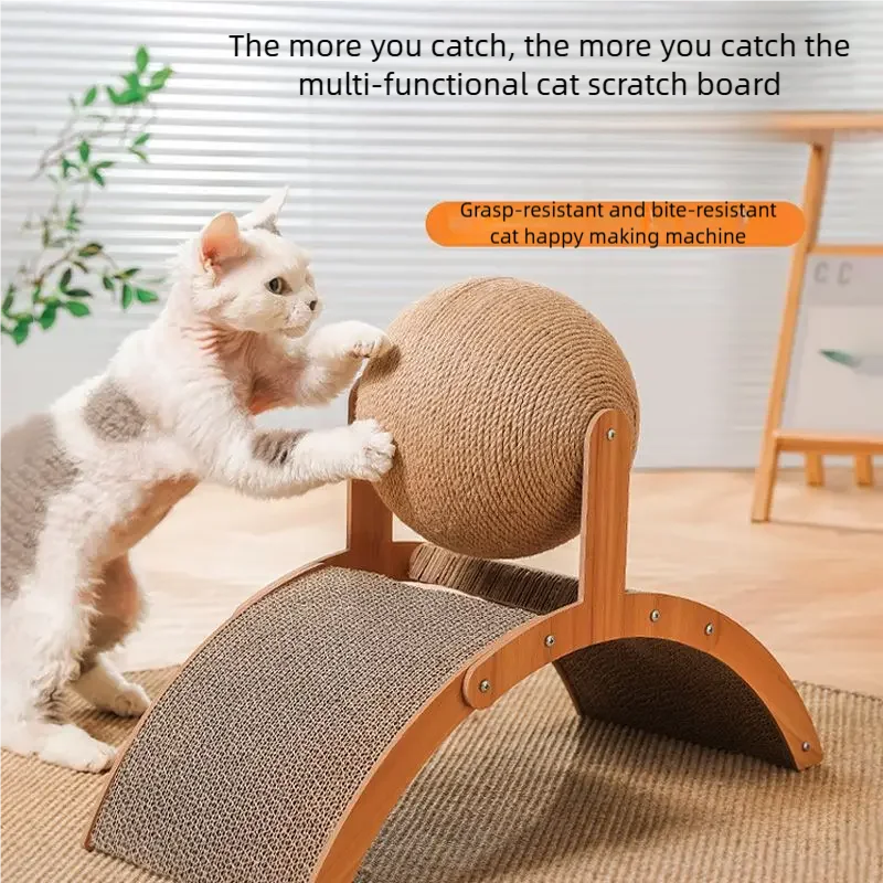 Wooden 2-in-1 cat scratching ball and sisal scratch board from AliExpress, durable for cats to scratch and grind naturally.