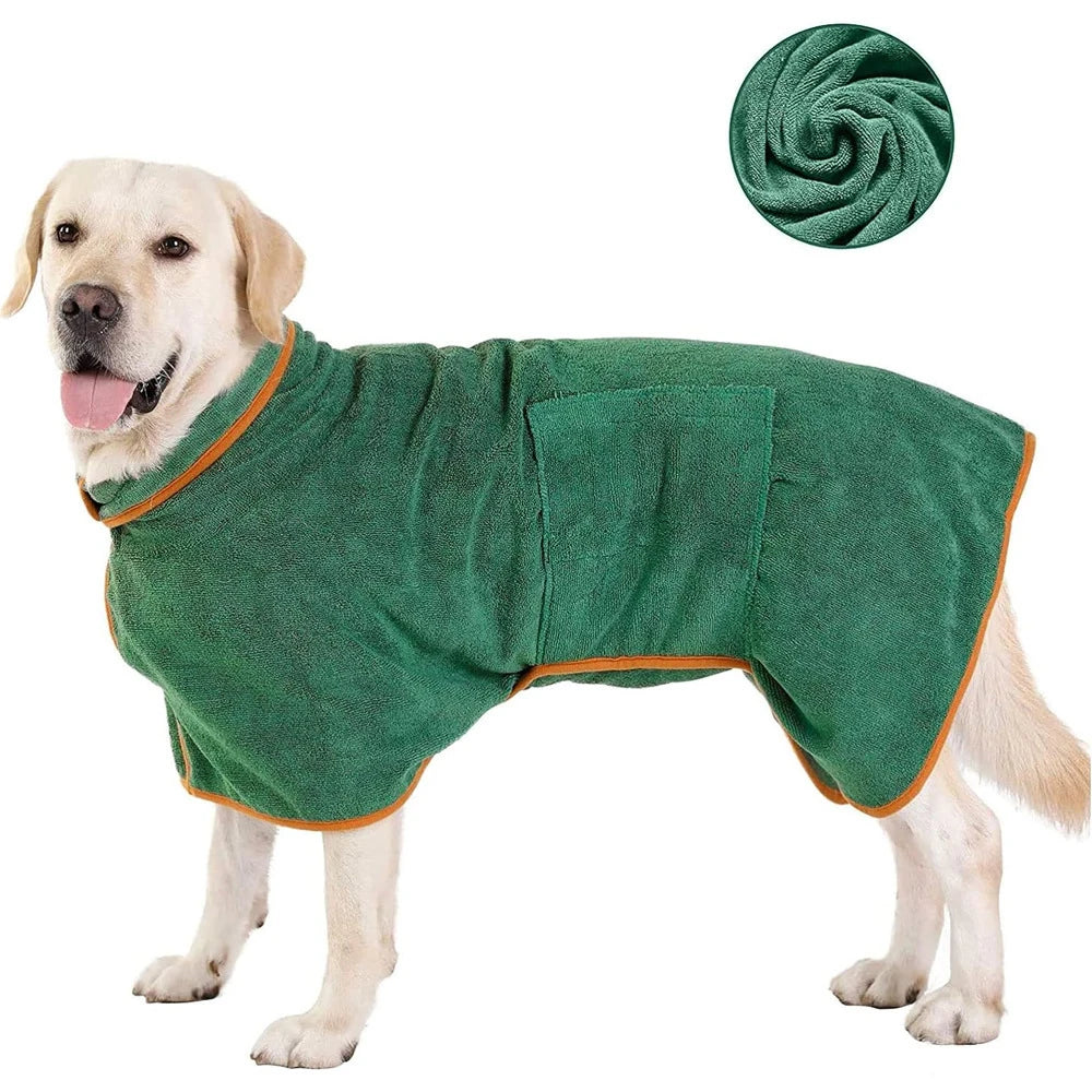 Gray dog bathrobe and quick-drying pet towel from AliExpress, absorbent grooming supplies for drying dogs after baths.