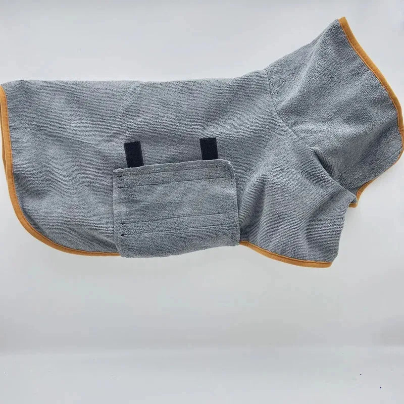 Gray dog bathrobe and quick-drying absorbent pet bath towel from AliExpress, ideal for grooming and drying dogs.