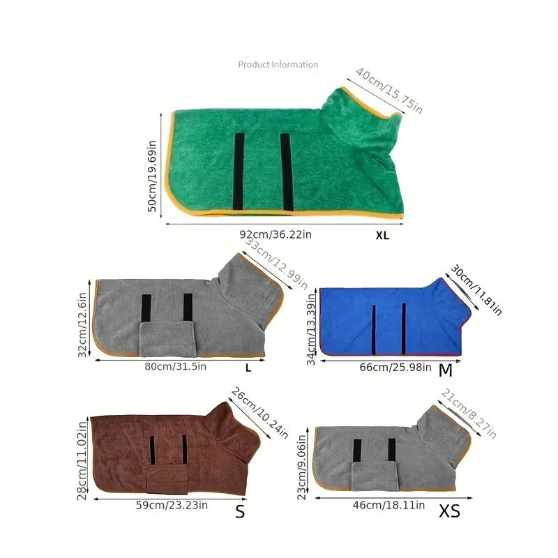 Gray dog bathrobe and towel from AliExpress, absorbent quick-drying pet grooming towel for dogs.