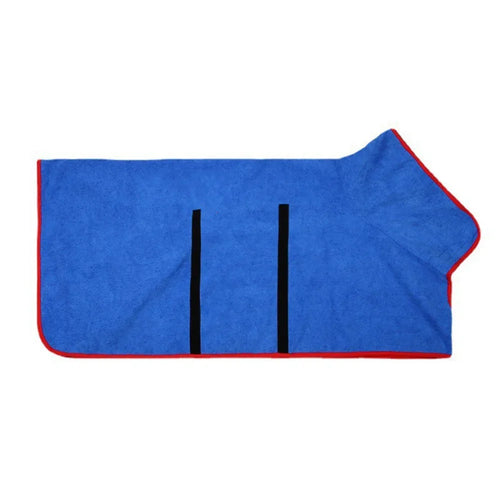 Gray absorbent dog bathrobe and quick-drying pet bath towel, grooming supplies for drying and grooming dogs.