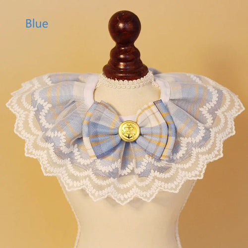 Lime green pet drool bib with lace bow, soft and delicate, designed for cats and dogs, cute girly style pet collar.