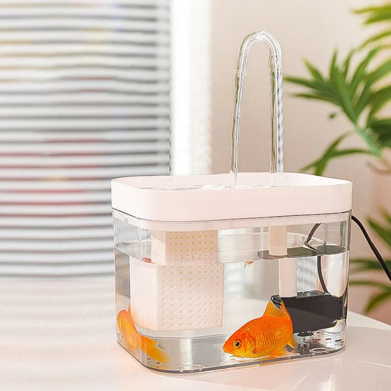 Transparent cat water fountain with automatic circulating water dispenser, designed for pet hydration and easy access.