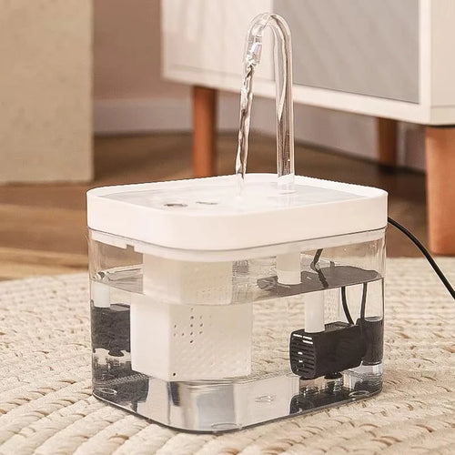 Transparent cat water fountain from AliExpress, automatic circulating pet water dispenser for clean, fresh drinking water.