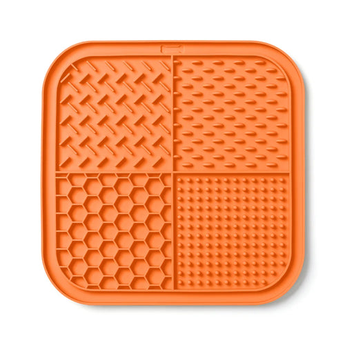 Lake blue pet silicone lick mat for dogs and cats, 20cm slow food plate with suction cups, designed for calming and feeding.