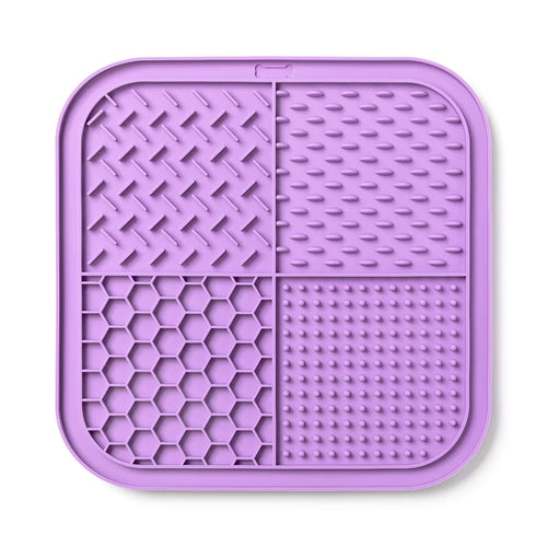 Blue silicone pet lick mat with suction cups for dogs and cats, measuring 20cm, designed for slow feeding and interactive play
