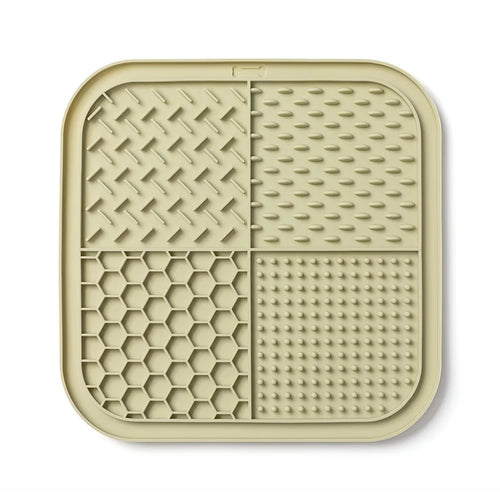 Lake blue silicone pet lick mat for dogs and cats with suction cups, 20cm slow food plate for interactive feeding.