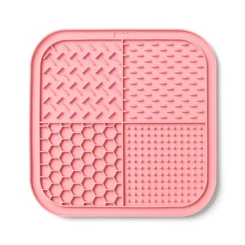 Lake blue silicone pet lick mat for dogs and cats, 20cm slow food plate with suction cups for easy use.