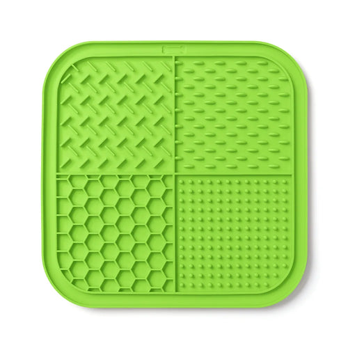 Lake blue silicone lick mat for dogs and cats with suction cups, 20cm slow food plate for pet enrichment and feeding.