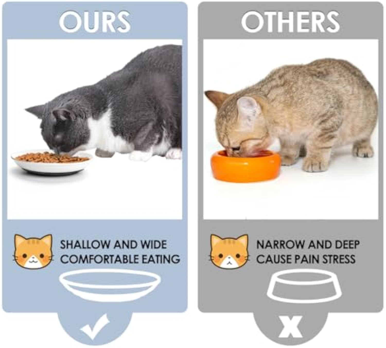 Ceramic Cat Food Bowls Whisker Friendly Cat Bowls With Nonslip Silicone Bottom Cat Food Dishes For Food And Water Cat Food Dishes Wide Shallow Small Cat Plates For Cats Kitten Small Dogs