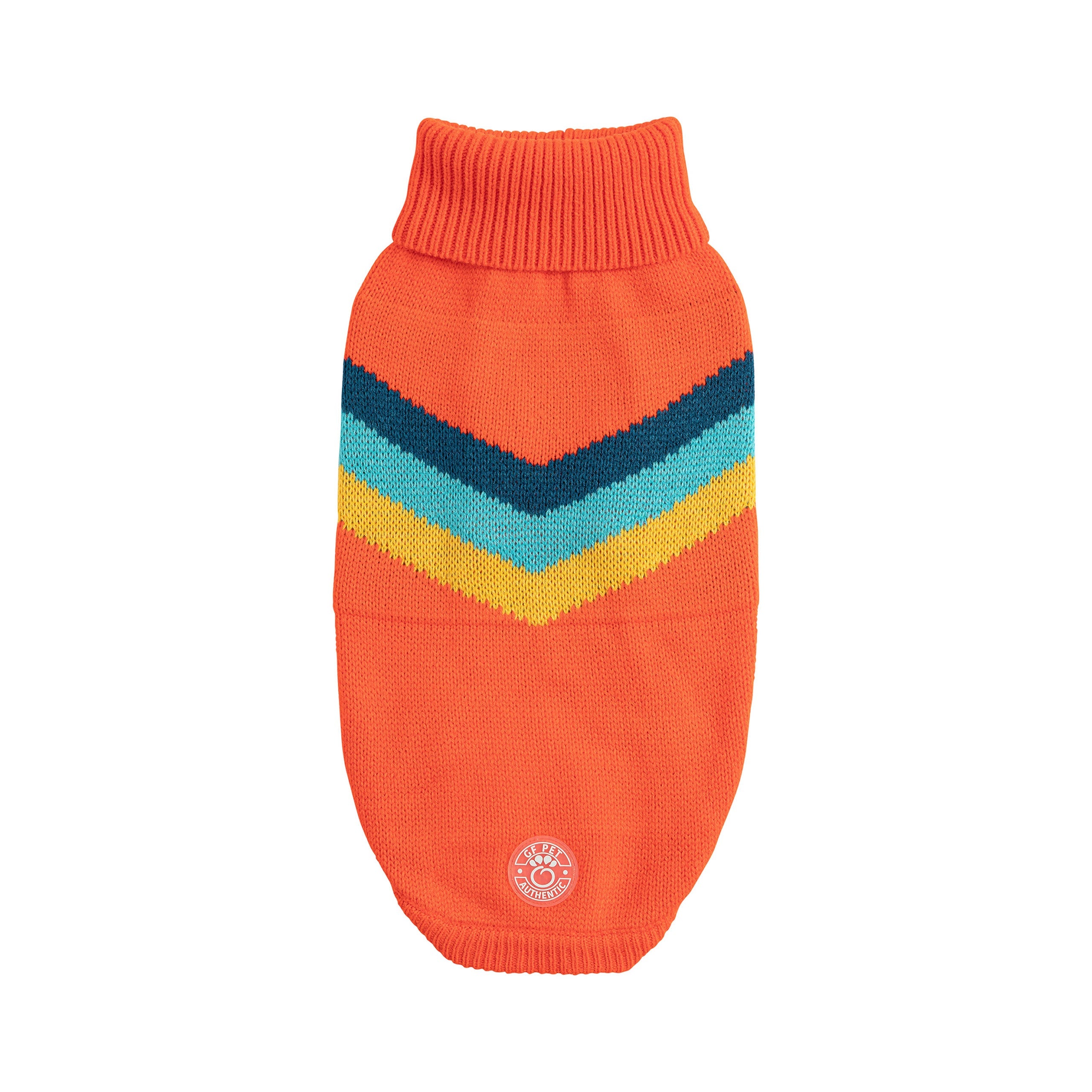 Orange Alpine Sweater for pets by Beige Antigone, featuring cozy knit fabric and a stylish fit for small dogs.