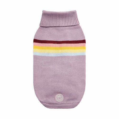 Lavender retro sweater for pets by Beige Antigone, showcasing cozy beige pet apparel with retro style and comfortable fit.