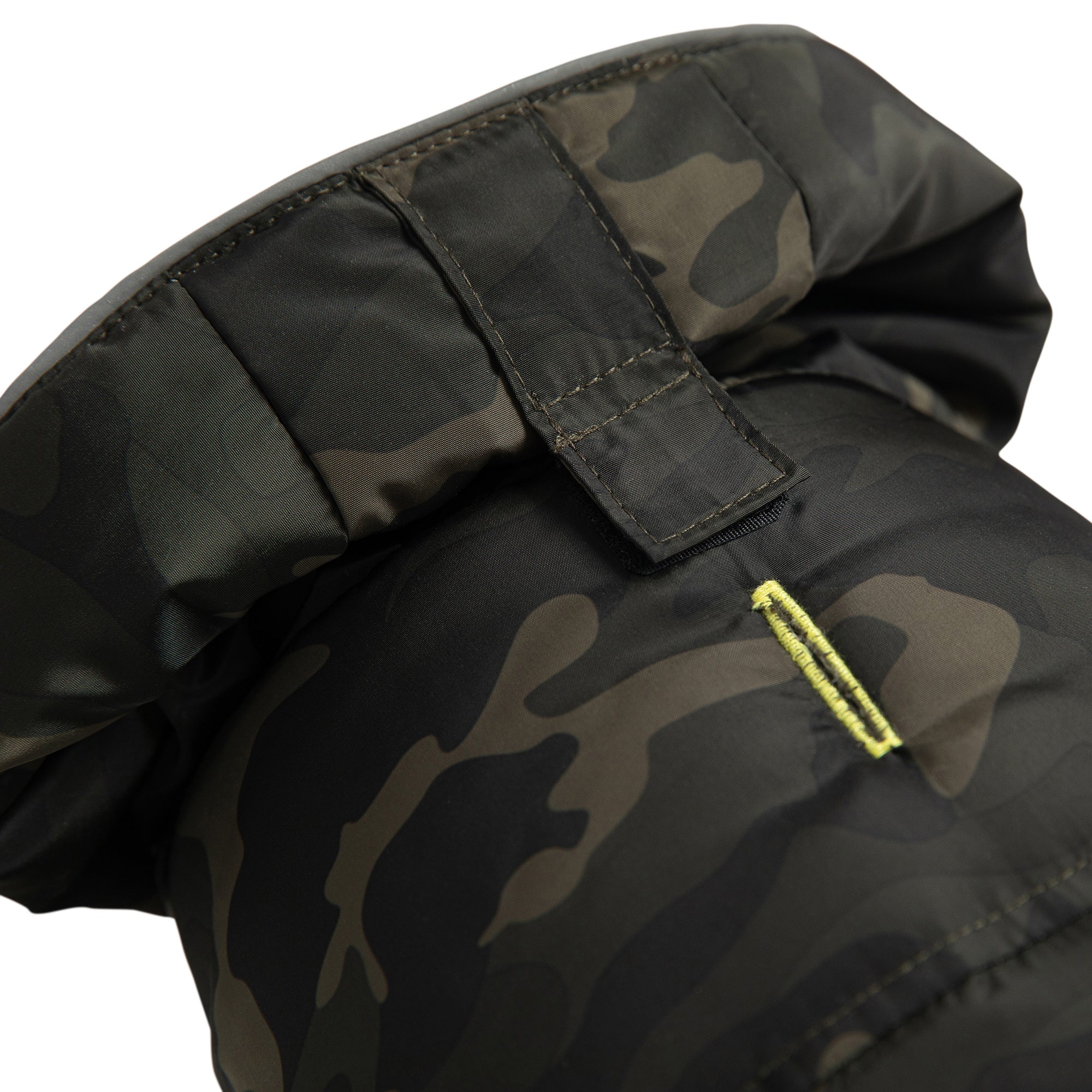 Beige Antigone recycled camouflage pet parka, warm and eco-friendly, with a cozy fit for dogs or cats.