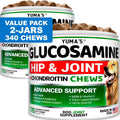 Two bottles of Brandywines Time Glucosamine for Dogs with Chondroitin, joint pain relief, in pet supplies packaging, Made in USA.