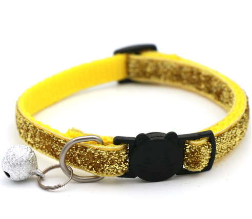 Bright blue adjustable cat collar with bell from Brandywines Time, featuring colorful design and secure buckle for pets.