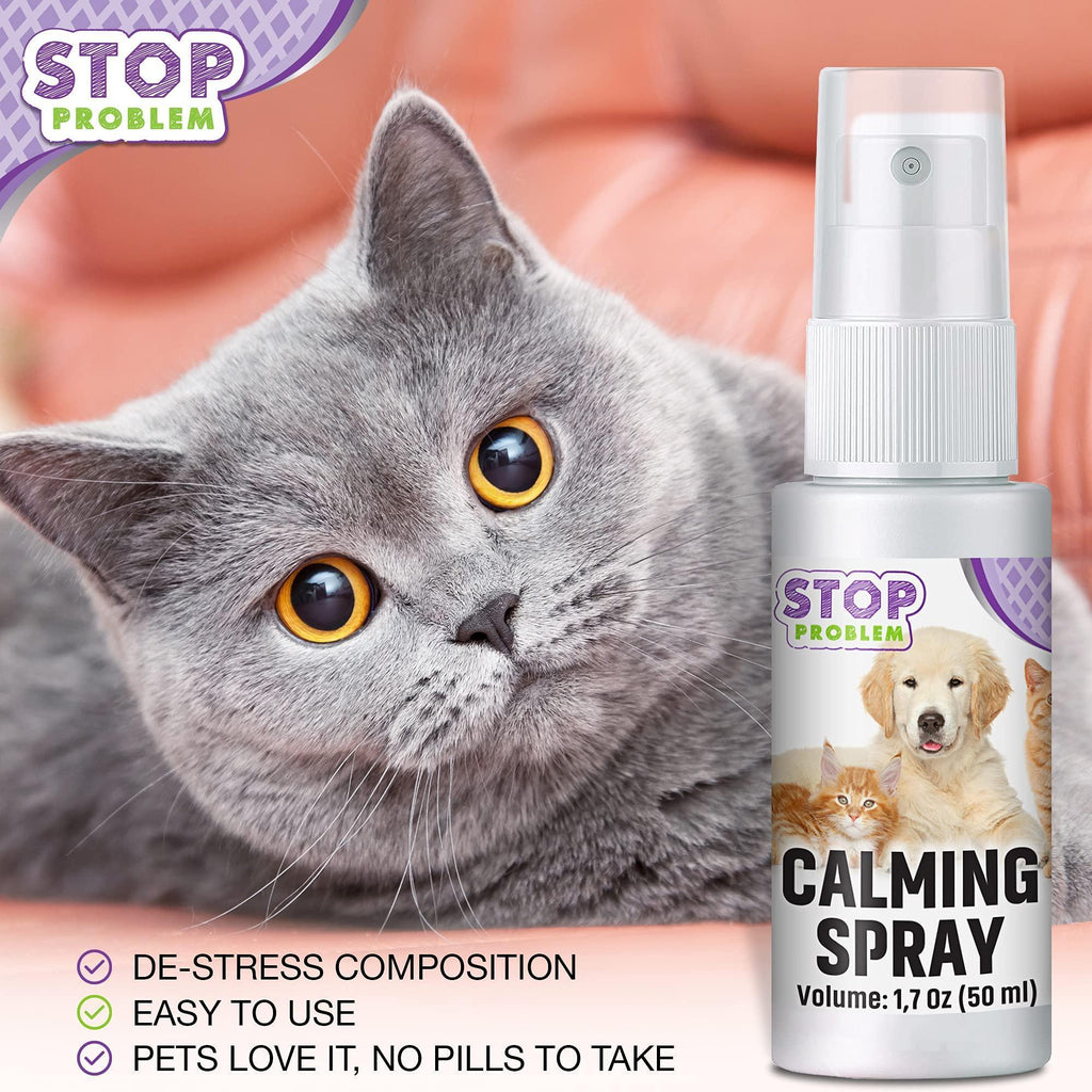 Brandywines Time calming pheromone spray for cats, featuring a spray bottle to reduce stress and discourage scratching and hiding.