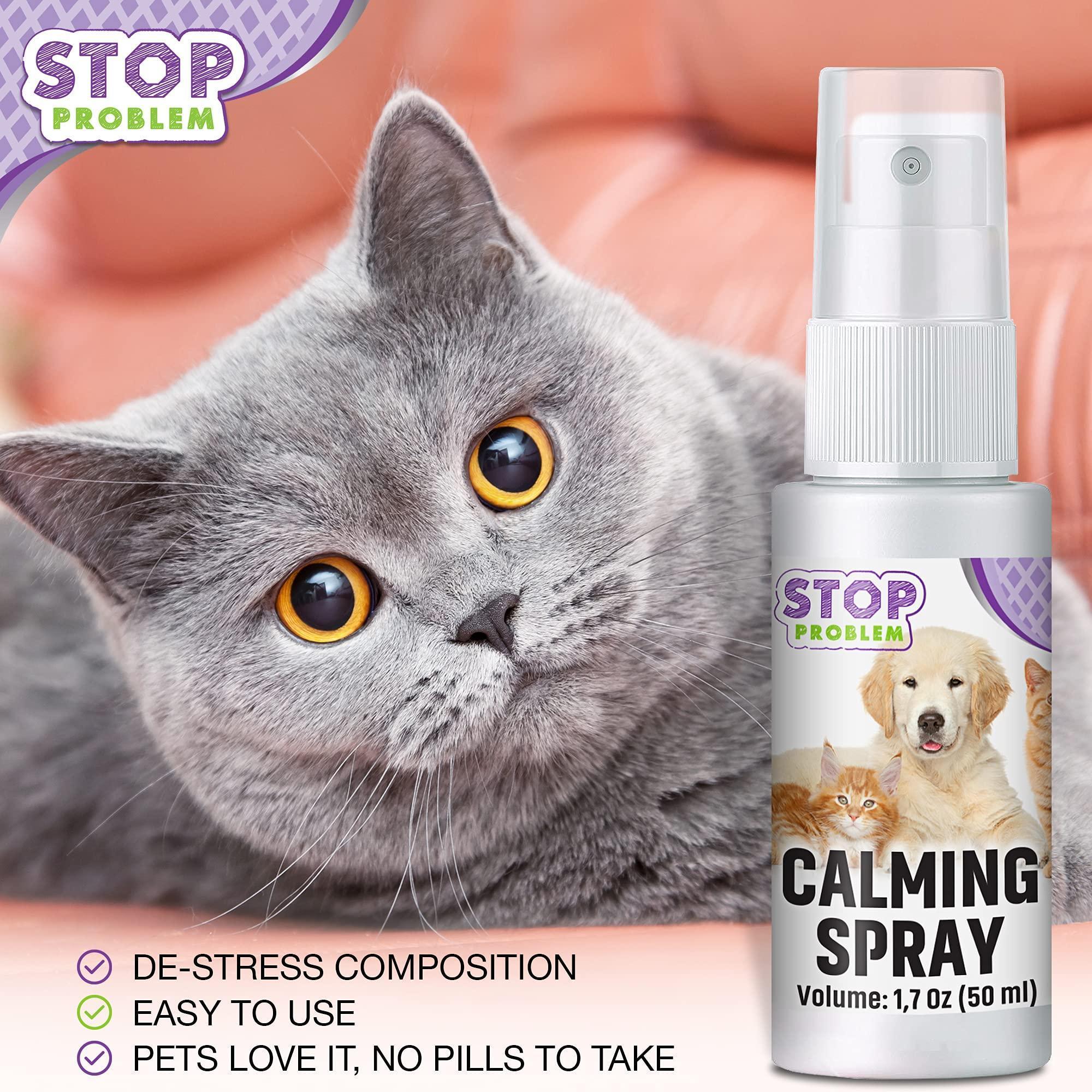 Brandywines Time calming pheromone spray for cats, featuring a spray bottle to reduce stress and discourage scratching and hiding.