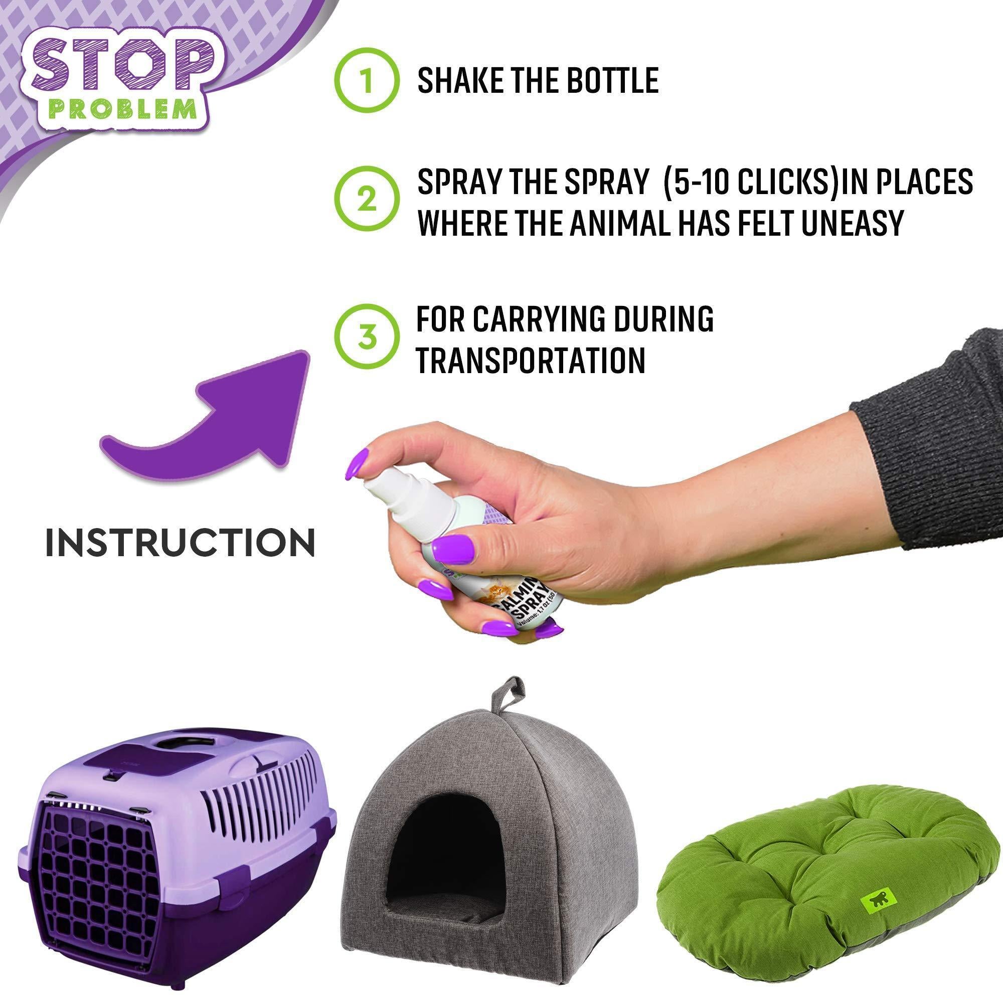 Brandywines Time calming pheromone spray for cats, pet supplies to reduce stress, discourage scratching, and ease hiding behavior.