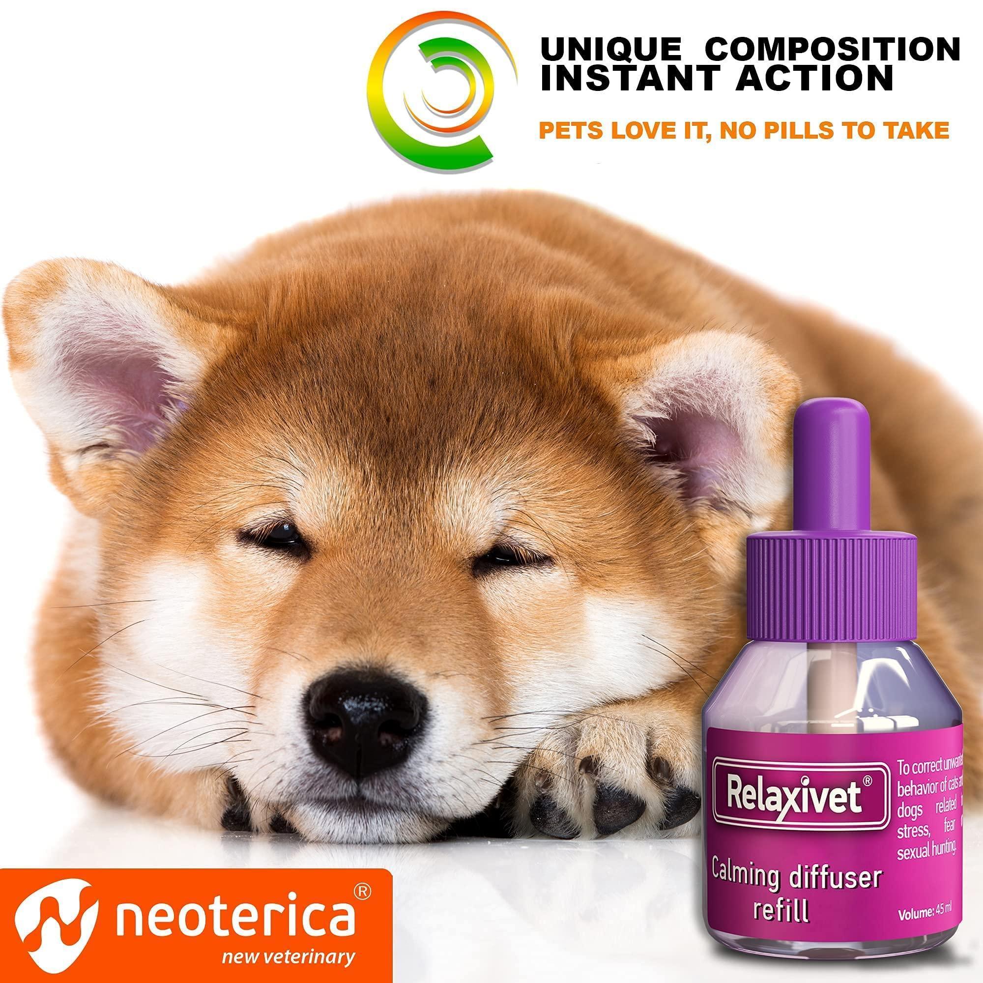 Dog calming pheromone diffuser refill 2-pack by Brandywines Time, designed to reduce anxiety in pets, improved in Germany.