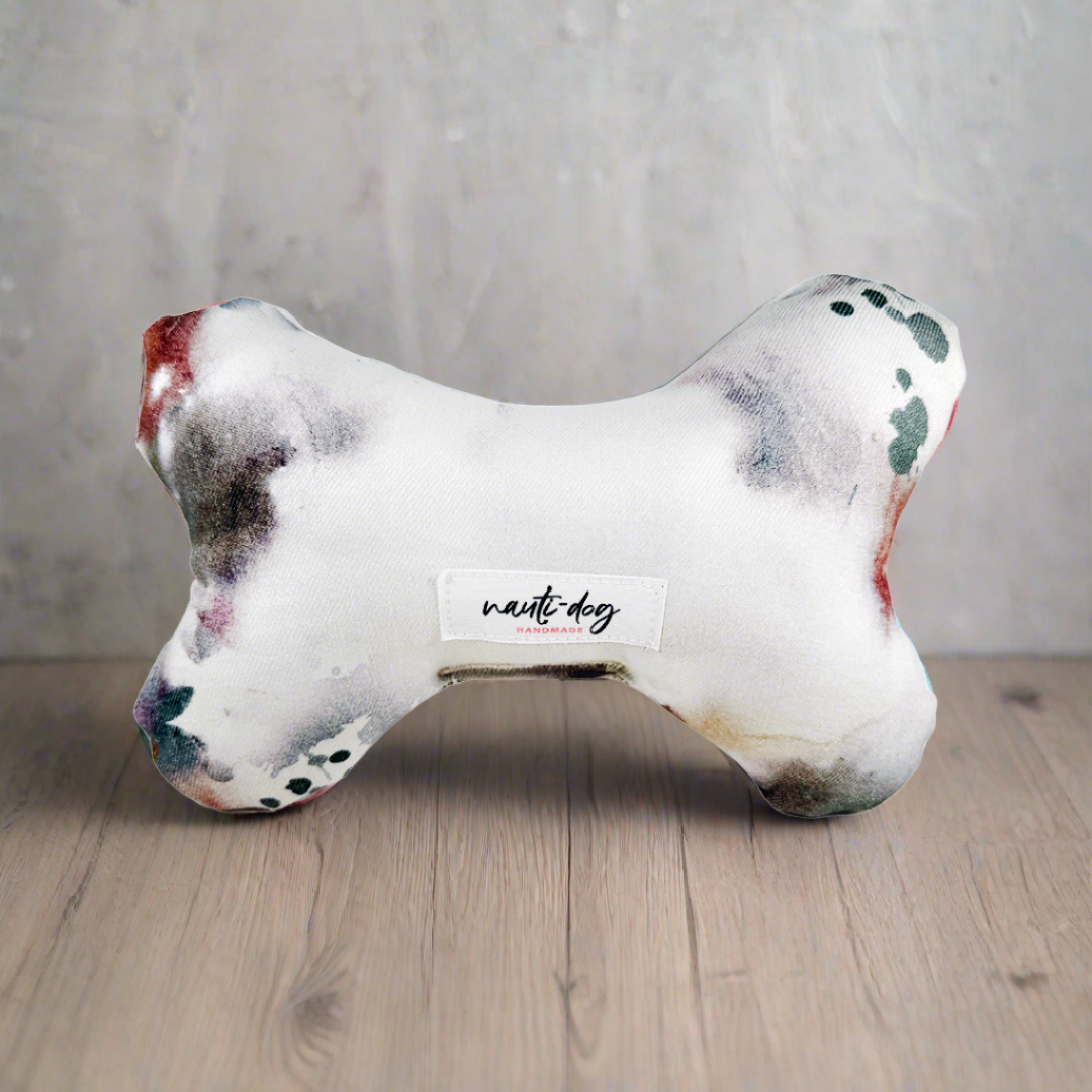 Brandywines Time denim squeaky dog toy with plush wubby texture for dogs to chew and play.