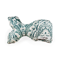 Morocco Jade Damask woven stuffed squeaker dog toy by Brandywines Time, featuring colorful woven fabric and a squeaker interior.