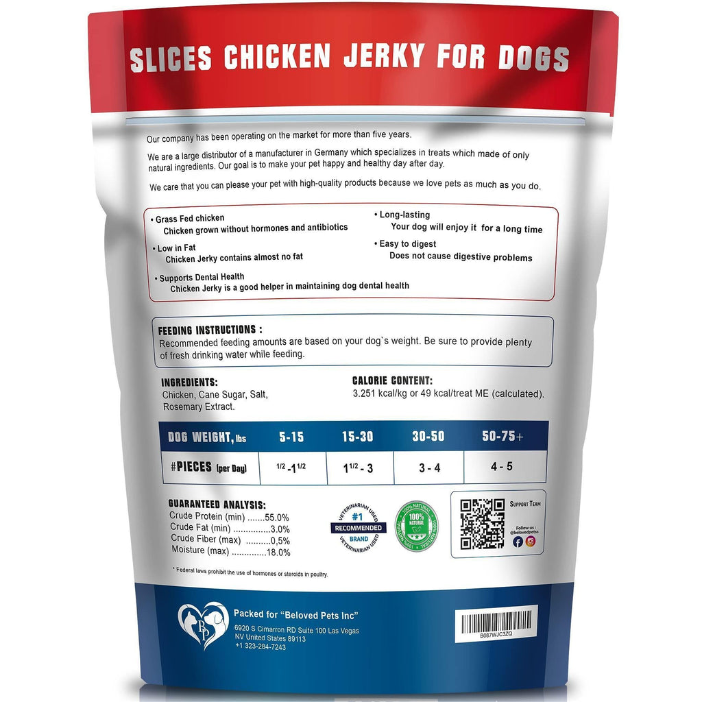 Brandywines Time Chicken Jerky Dog Treats in 1.5 lb bag, grain-free organic pet snacks, human-grade organic meat for dogs.