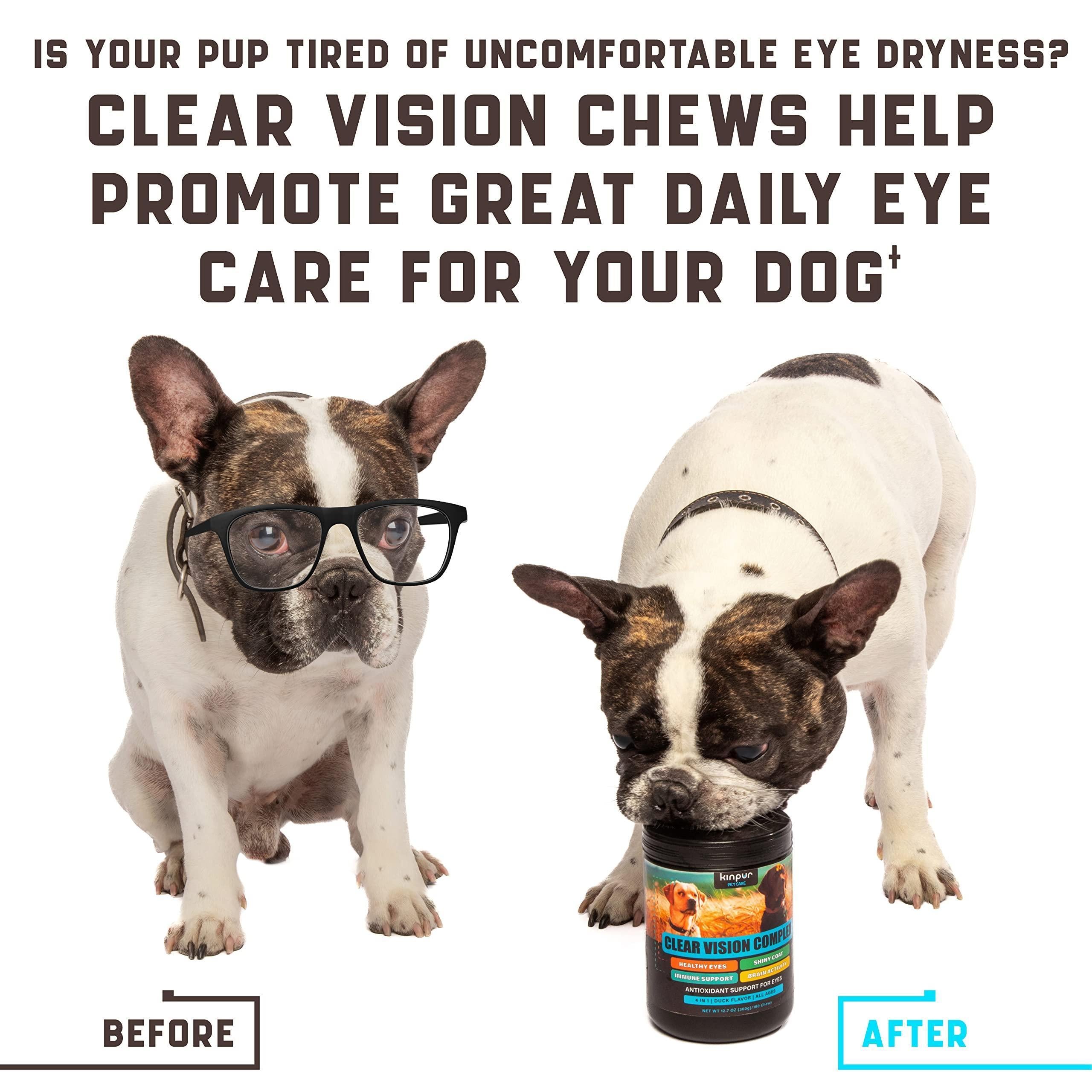 Brandywines Time dog eye vitamins with duck flavor, eye care supplement for tear stains and improved vision in dogs.