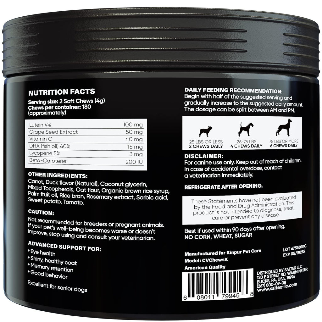 Brandywines Time dog eye vitamins supplement for tear stains, featuring duck flavor, for improved vision and eye care in pets.