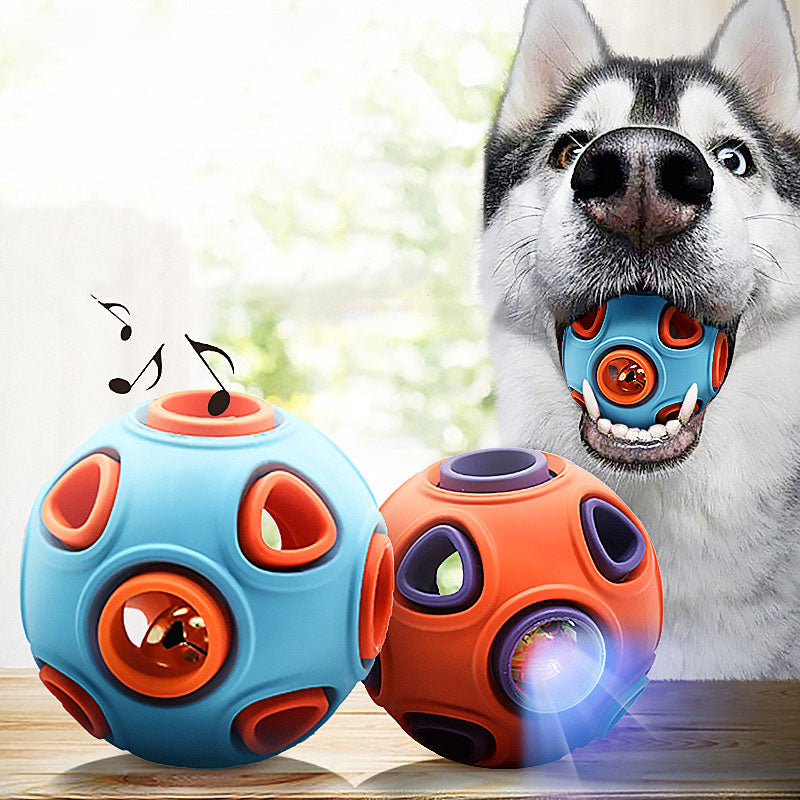Orange glow-in-the-dark dog toy ball for chewing, made by Brandywines Time, designed for medium to large dogs.
