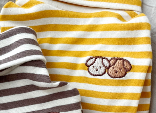 Lightweight summer pet apparel for small dogs by Brandywines Time, shown in light brown fabric perfect for warm weather.