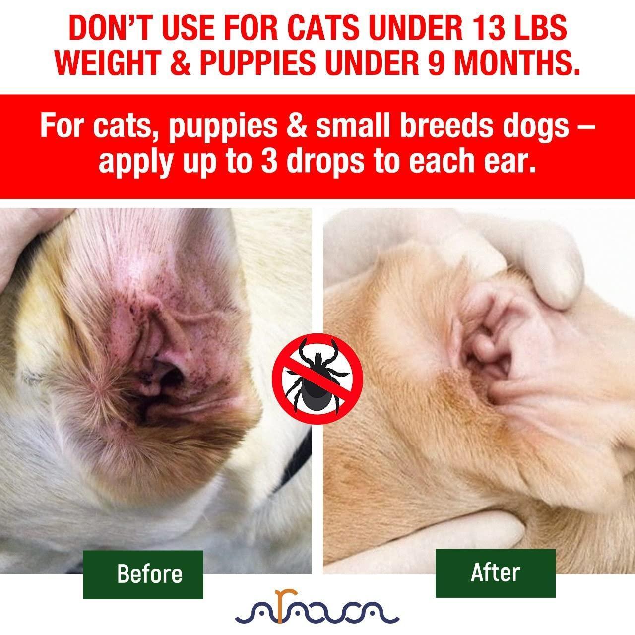 Brandywines Time natural ear mite treatment for dogs and cats, pet supplies to clean and soothe ear infections.