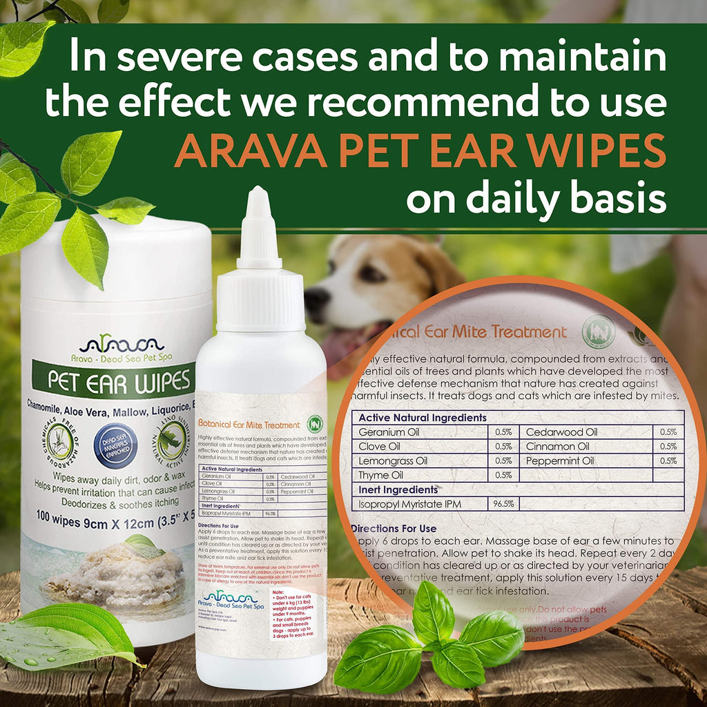 Brandywines Time natural ear mite treatment for dogs and cats, showing pet ear cleaning and infection relief for pets.