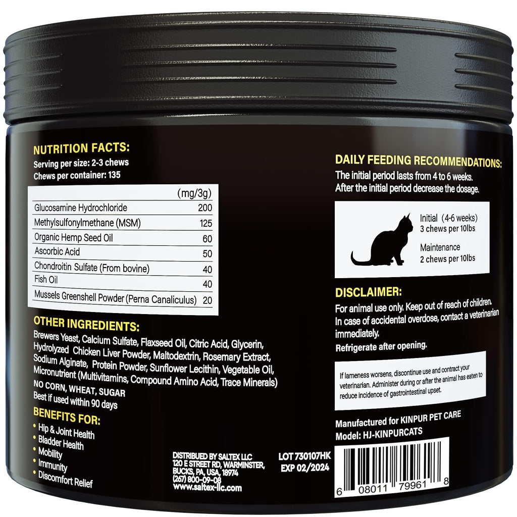 Natural cat glucosamine supplement from Brandywines Time, effective pet joint support for healthier, more comfortable cats.