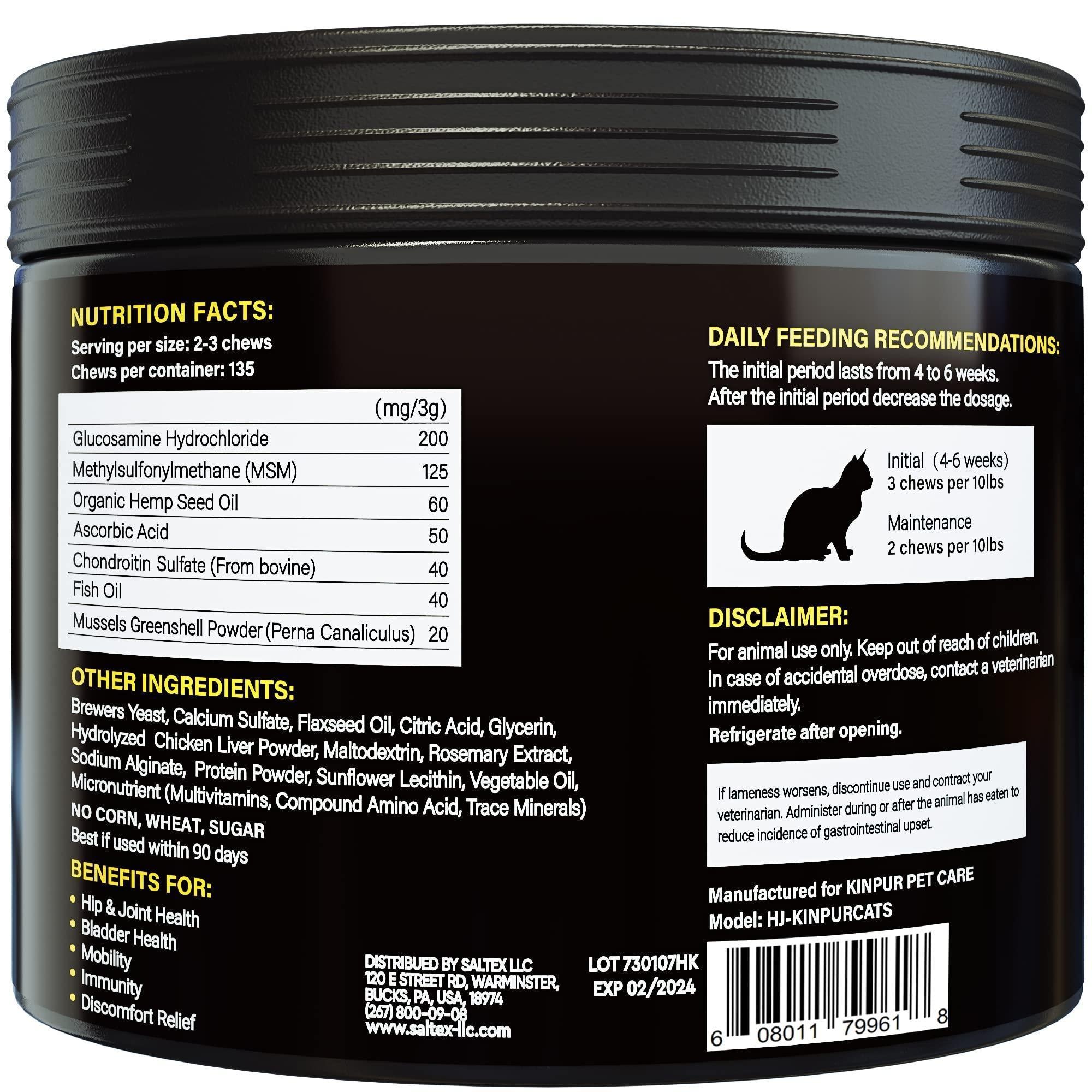 Natural cat glucosamine supplement from Brandywines Time, effective pet joint support for healthier, more comfortable cats.