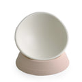 White non-slip cat bowl with adjustable angle for flat-faced cats, featuring a stable base and ergonomic design by Brandywines Time.